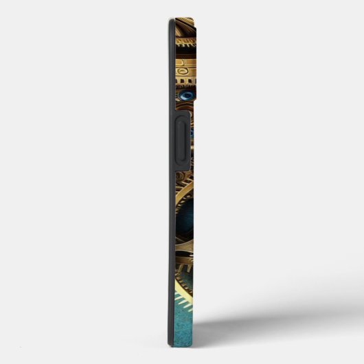 Steampunk-Uhrwerk Gold und Aquamarin Case-Mate iPhone Hülle (Rückseite / Rechts)