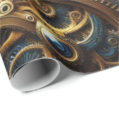 Steampunk-Uhrwerk Gold und Aquamarin Geschenkpapier (Rolleneckpunkt)