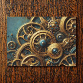 Steampunk-Uhrwerk Gold und Aquamarin Seidenpapier