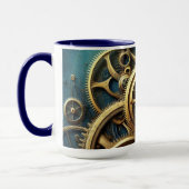 Steampunk-Uhrwerk Gold und Aquamarin Tasse (Links)