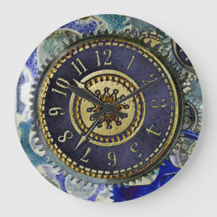 Steampunk-Uhrwerk Große Wanduhr