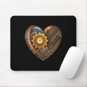 Steampunk-Uhrwerk-Herz mit Zahnrädern und Zeitmoti Mousepad (Mit Mouse)