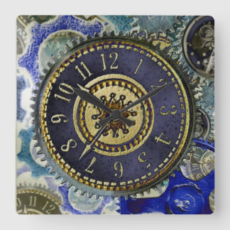 Steampunk-Uhrwerk Quadratische Wanduhr