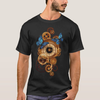 Steampunk-Uhrwerk und Schmetterlinge Vintage Retro T-Shirt