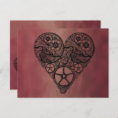 Steampunk-Uhrwerke und Zahnrad-Herz Postkarte (Vorne/Hinten)