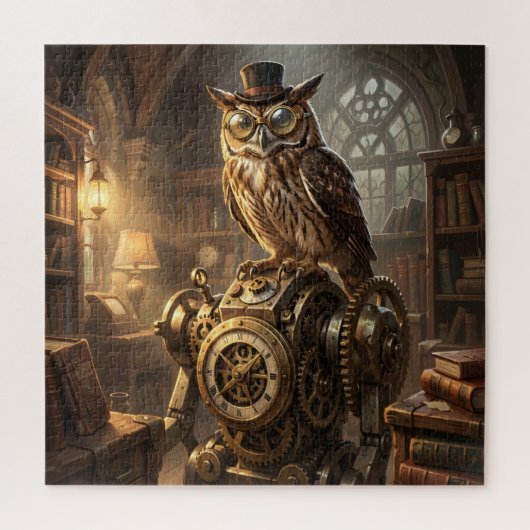Steampunk-Uhu-Uhrwerk-Kunstpuzzle Puzzle (Vertikal)