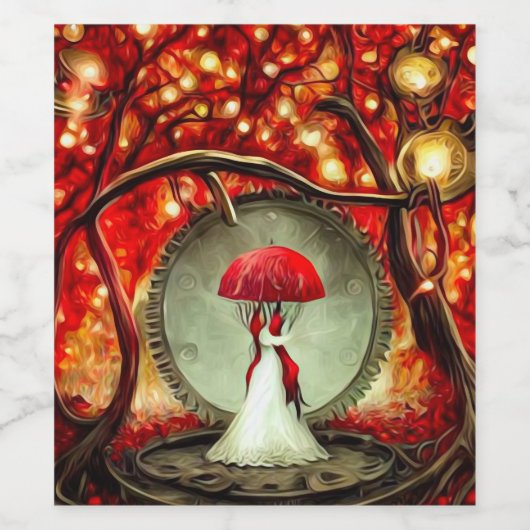 Steampunk Umbrella Bride Weinetikett (Einzelnes Label)