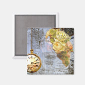 Steampunk und Gelbe Rosen Magnet (Vorderseite/Rückseite)