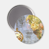 Steampunk und Gelbe Rosen Magnet (Vorderseite/Rückseite)