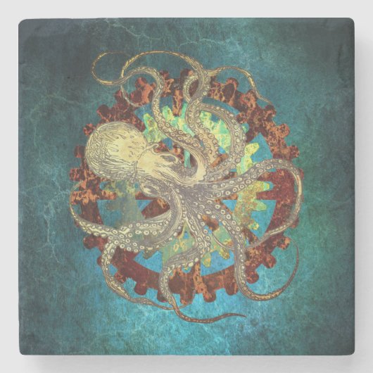 Steampunk- und Uhrwerk Steinuntersetzer (Vorderseite)