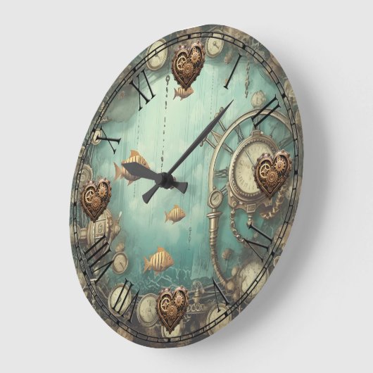 Steampunk Under Water Wall Clock Große Wanduhr (Winkel)