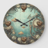 Steampunk Under Water Wall Clock Große Wanduhr (Vorderseite)