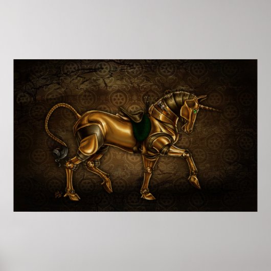 Steampunk Unicorn Damask Poster (Vorne)