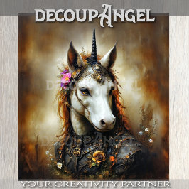 Steampunk Unicorn & Floral Fantasy Decoupage Seidenpapier