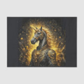 Steampunk Unicorn Pferd in Gold Seidenpapier (Vorderseite)
