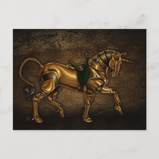 Steampunk Unicorn Postkarte (Vorderseite)
