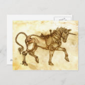 Steampunk Unicorn Sketch Post Card Postkarte (Vorne/Hinten)