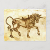 Steampunk Unicorn Sketch Post Card Postkarte (Vorderseite)