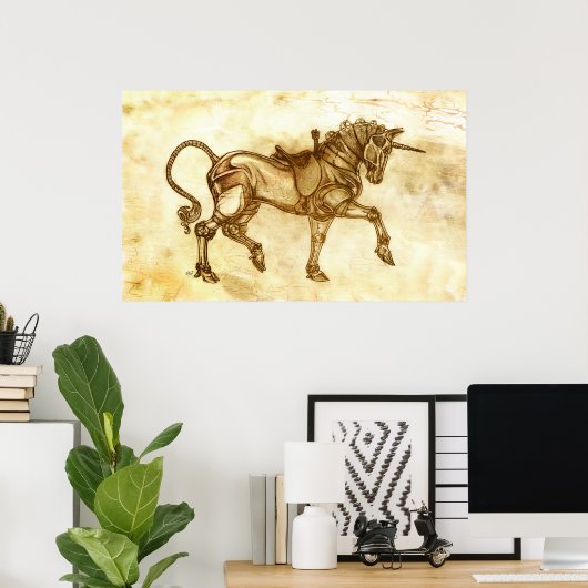 Steampunk Unicorn Sketch Poster (Heimbüro)