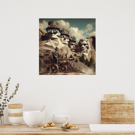 Steampunk US Monument Mount Rushmore SD Poster (Küche)