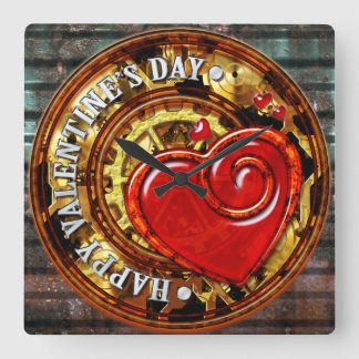 Steampunk Valentine 1 Wall-Uhr-Optionen Quadratische Wanduhr