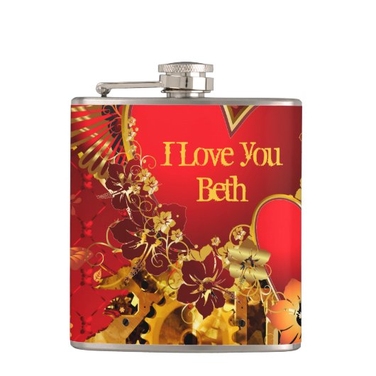 Steampunk Valentine 2 Weapped Flask Flachmann (Vorderseite)