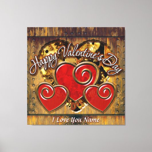 Steampunk Valentine 3 Wrapped Canvas Leinwanddruck (Vorderseite)