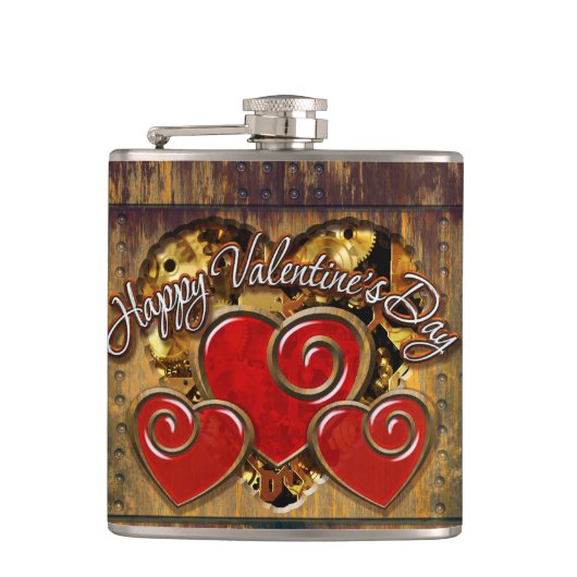 Steampunk Valentine 3 Wrapped Flask Flachmann (Vorderseite)