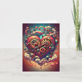 Steampunk Valentine Heart Feiertagskarte