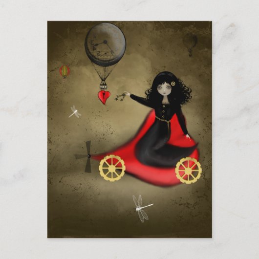 Steampunk Valentine Postcard Feiertagspostkarte (Vorderseite)
