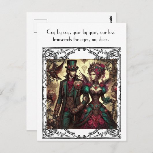 Steampunk Valentine Postkarte (Vorne/Hinten)