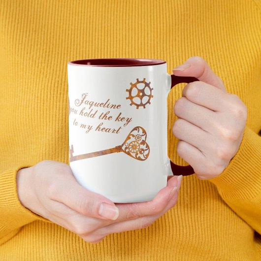 Steampunk Valentine Rusty Gears Herzschlüssel und  Tasse