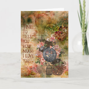 Steampunk Valentinskarte im Vintage-Stil - Leer Karte