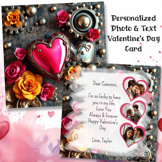 Steampunk-Valentinstag | Einzigartige Fotovorlage Karte