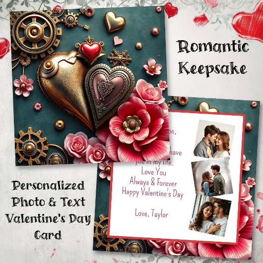 Steampunk-Valentinstag | Fotovorlage Karte