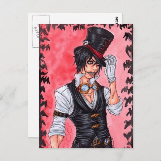 Steampunk Vampire Postcard Postkarte (Vorne/Hinten)