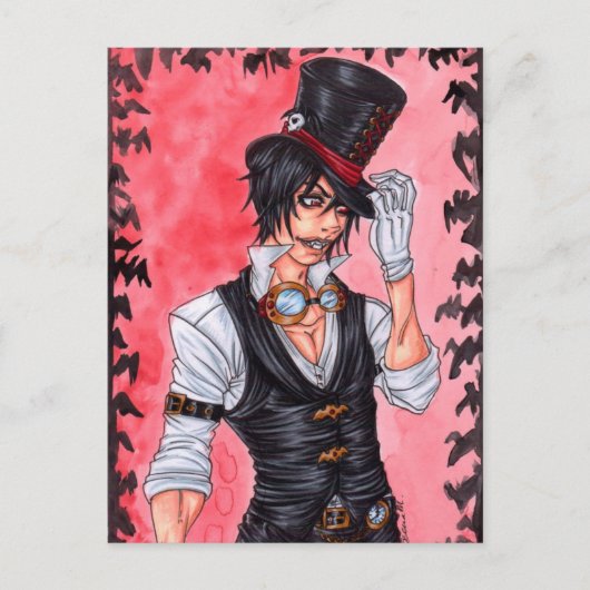Steampunk Vampire Postcard Postkarte (Vorderseite)