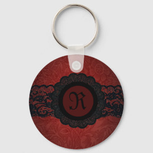 Steampunk Vampire Red Lace Gothic Monogramm Schlüsselanhänger