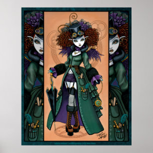 Steampunk Vampirs-Zeit-Reisend-Tempel-Plakat Poster