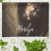 Steampunk verborgen Ihre Augen Original Artwork Geschirrtuch (Gefaltet)