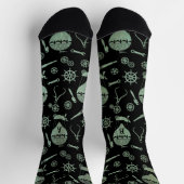 Steampunk Verdigris Balloons Subtil Mit Monogramm Socken (Oben)