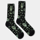 Steampunk Verdigris Balloons Subtil Mit Monogramm Socken (Rechts)