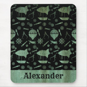 Steampunk Verdigris Bronze Airships Individuelle N Mousepad