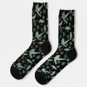 Steampunk Verdigris Bronze Crows and Gears Socks Socken (Linkes Detail)