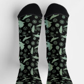Steampunk Verdigris Bronze Crows and Gears Socks Socken (Oben)