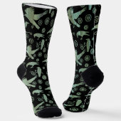 Steampunk Verdigris Bronze Crows and Gears Socks Socken (Gewinkelt)