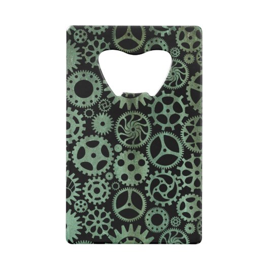 Steampunk Verdigris Bronze Gears Custom Monogram Geldbeutel Flaschenöffner (Rückseite)