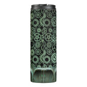 Steampunk Verdigris Bronze Gears Custom Monogram Thermosbecher (Rückseite)