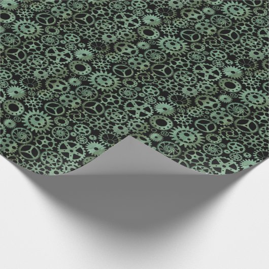 Steampunk Verdigris Bronze Gears Geschenkpapier (Ecke)