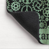 Steampunk Verdigris Bronze Gears Individuelle Name Mousepad (Ecke)